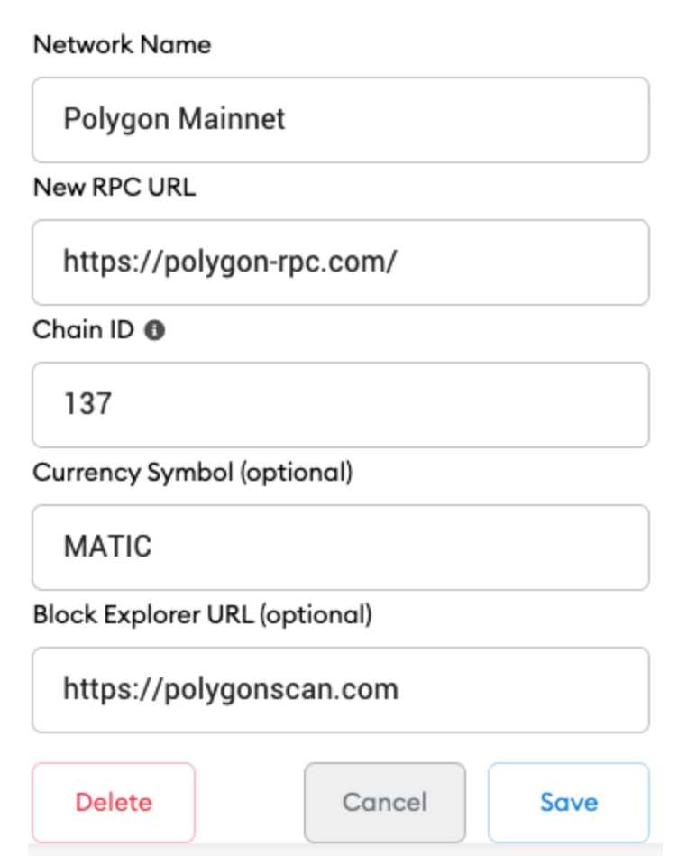 Adding polygon network