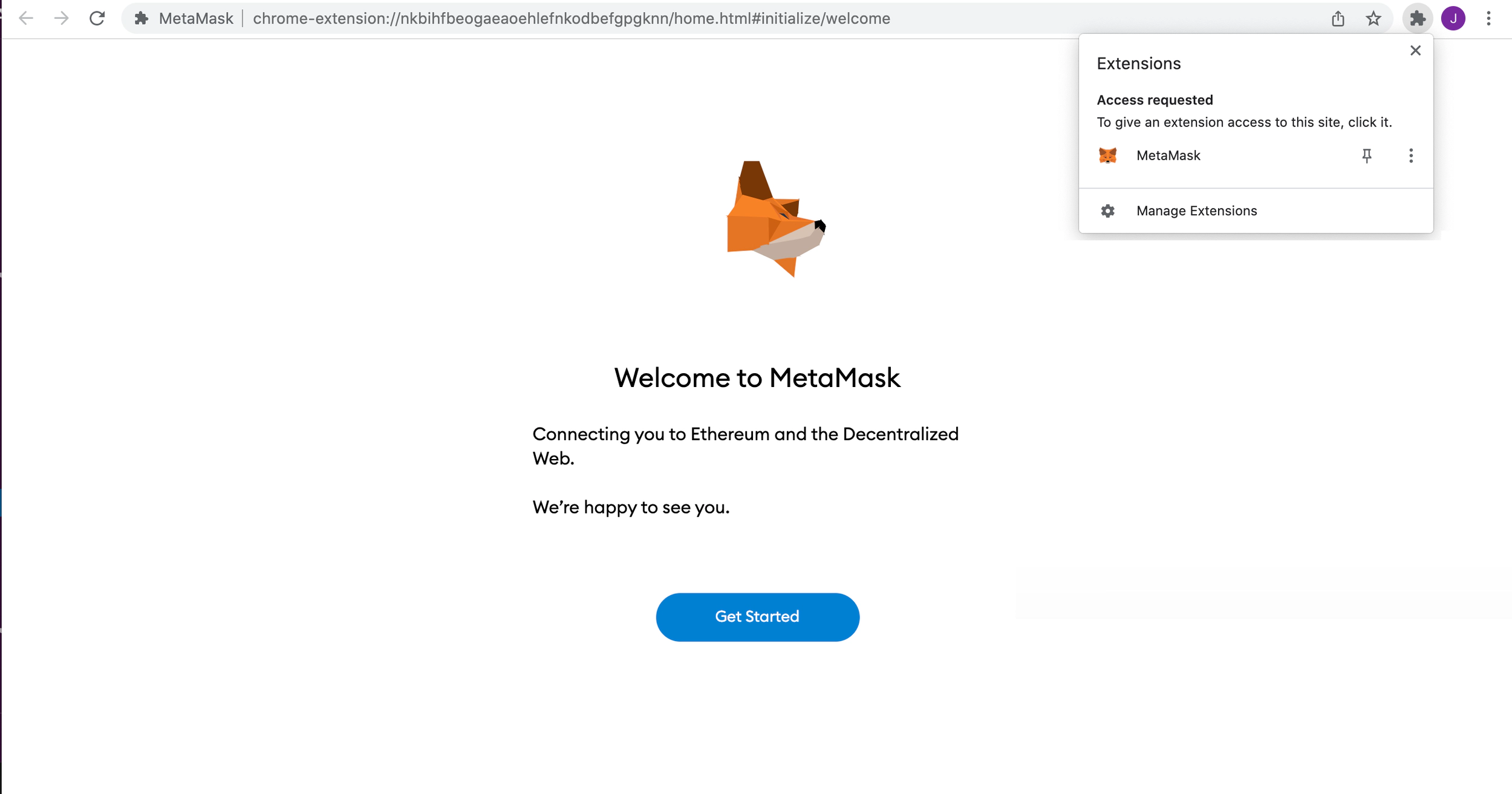 Creating a metamask account