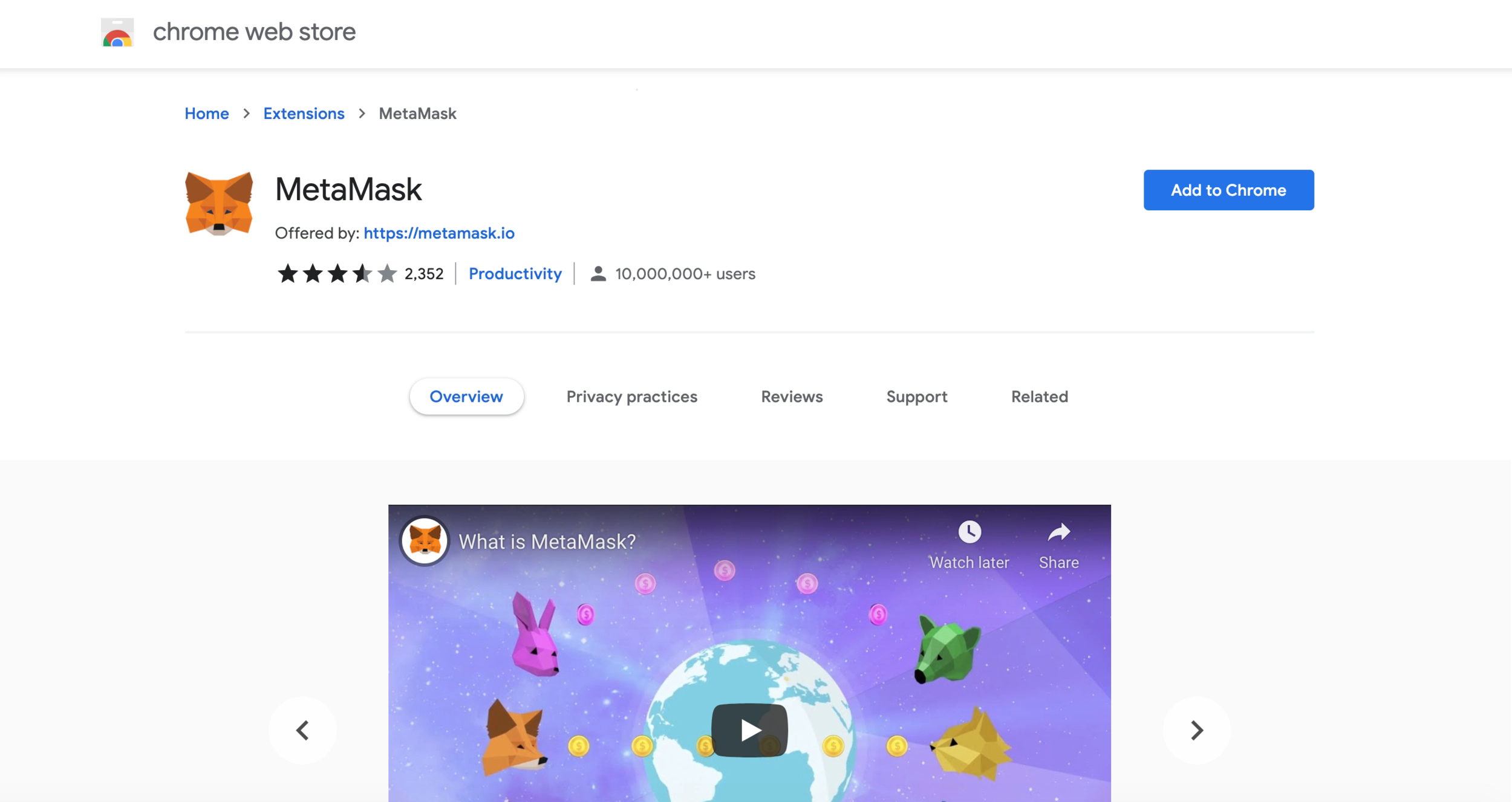 Metamask chrome